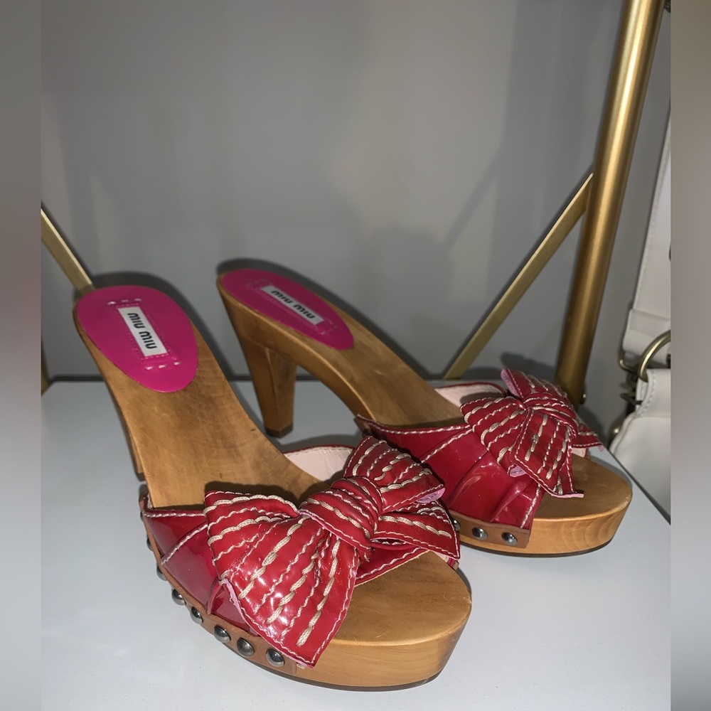 Miu Miu Wooden Patent Leather Heels 👠 💞 - Picture 1 of 5